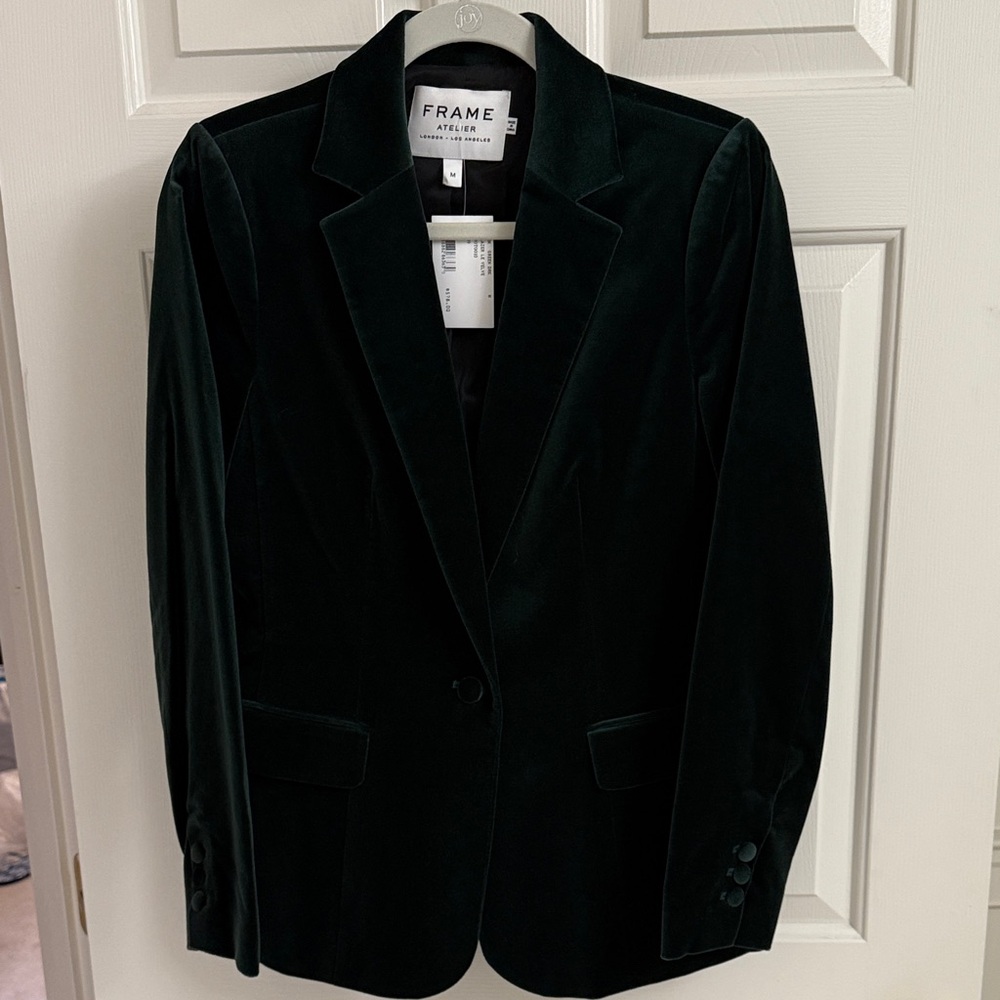 FRAME Atelier Women's Dark Green Velvet Blazer